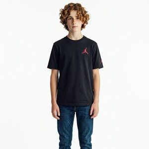 Jordan Black Tee with Red Jumpman Logo